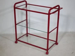 Desserte Memphis en métal et verre, années 1980