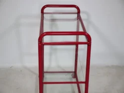 Desserte Memphis en métal et verre, années 1980