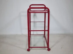Desserte Memphis en métal et verre, années 1980