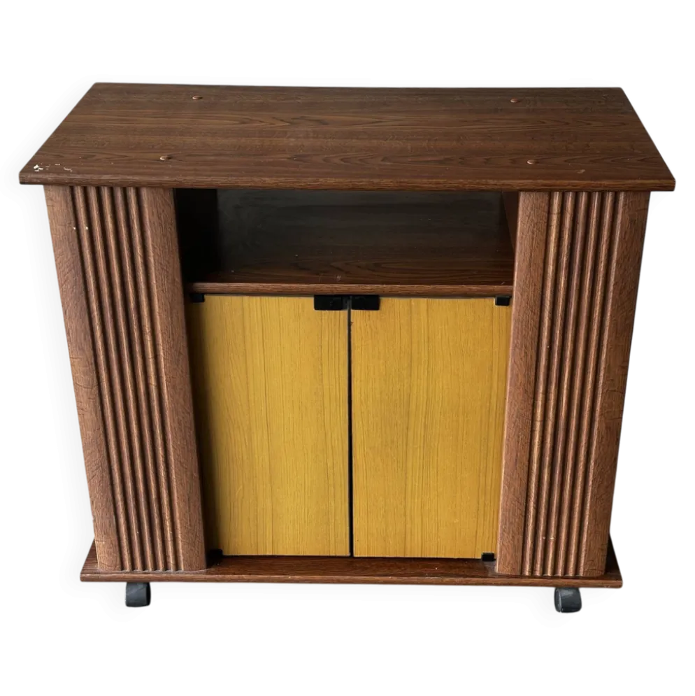 Desserte meuble bar vintage sur roulettes – années 60-70