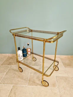 Desserte Mid-century en laiton ajouré, 1950-60