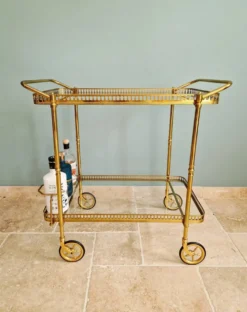 Desserte Mid-century en laiton ajouré, 1950-60