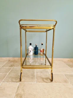 Desserte Mid-century en laiton ajouré, 1950-60