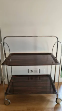 Desserte, mini bar ou chariot de service sur roulettes années 70