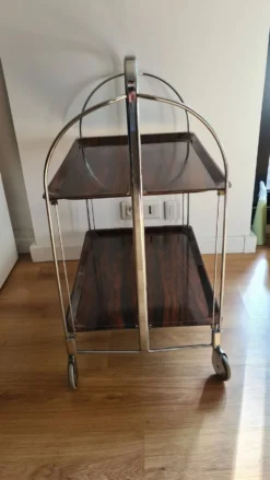 Desserte, mini bar ou chariot de service sur roulettes années 70
