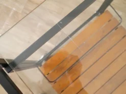 Desserte moderniste en metal, bois et verre 1960