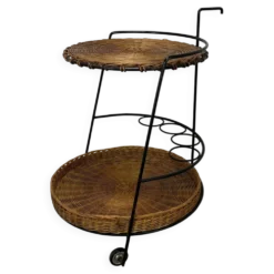 Desserte métal et rotin années 50 style Raoul Guys