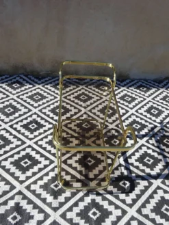 Desserte roulante en métal doré et verre