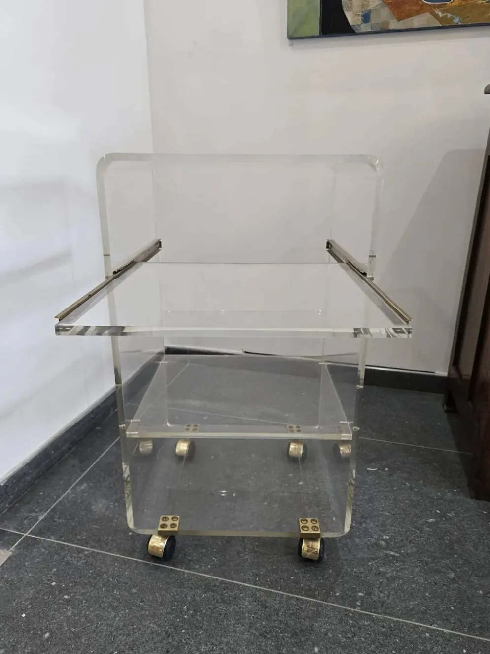 Desserte roulante en plexiglas – Marais International – années 1970-1980