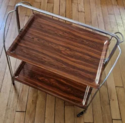 Desserte roulante pliante vintage années 70