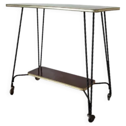 Desserte roulante/table d appoint vintage formica et fer forgé