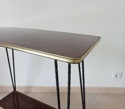 Desserte roulante/table d appoint vintage formica et fer forgé