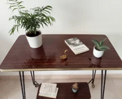 Desserte roulante/table d appoint vintage formica et fer forgé