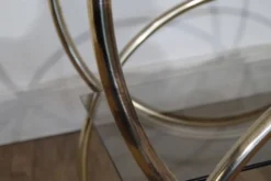 Desserte roulante verre et metal doré 1970