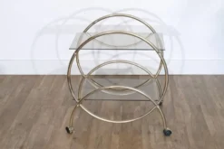 Desserte roulante verre et metal doré 1970