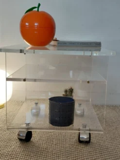 Desserte roulante vintage en plexiglas-esprit Space Age-années 70