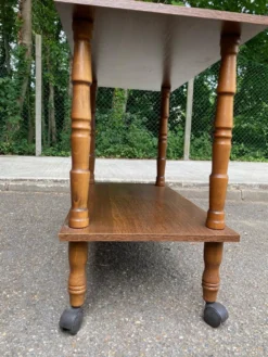 Desserte roulante vintage en bois des années 80
