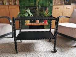 Desserte roulante vintage noire