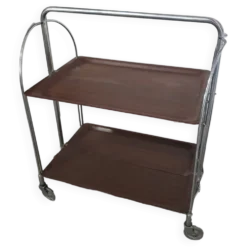 Desserte table chariot pliante sur roues des années 70 fabriquée par Bremshey Gerlinol en allemagne.