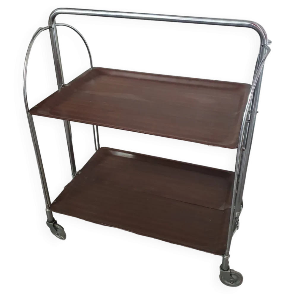 Desserte table chariot pliante sur roues des années 70 fabriquée par Bremshey Gerlinol en allemagne.