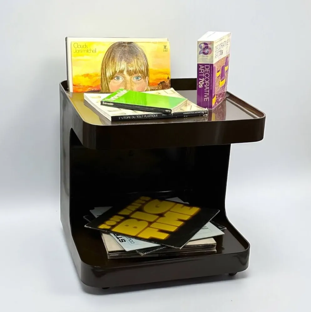 Desserte, table d'appoint Space Age marron par Marcello Siard pour Longato, années 1970
