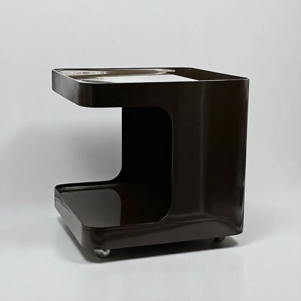 Desserte, table d'appoint Space Age marron par Marcello Siard pour Longato, années 1970