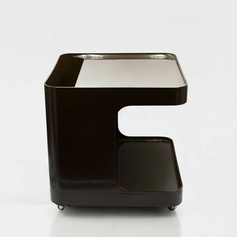 Desserte, table d'appoint Space Age marron par Marcello Siard pour Longato, années 1970