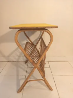 Desserte table d'appoint vintage 1960 en rotin