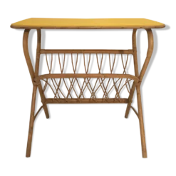 Desserte table d'appoint vintage 1960 en rotin