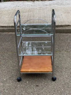 Desserte vintage Allibert acier et verre