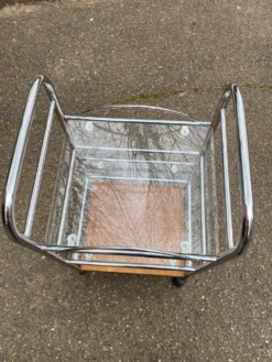 Desserte vintage Allibert acier et verre