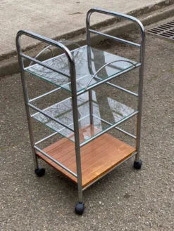 Desserte vintage Allibert acier et verre