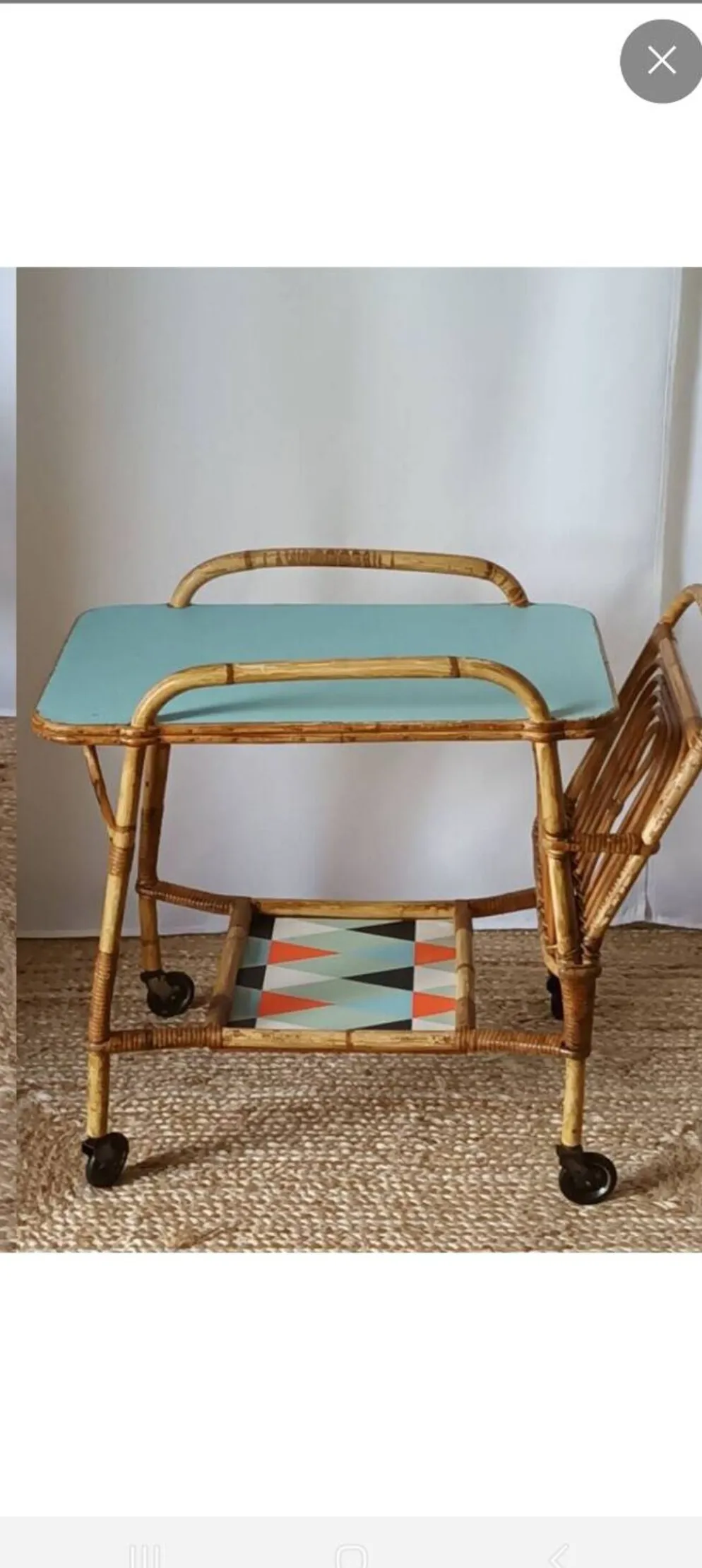 Desserte vintage bambou rotin