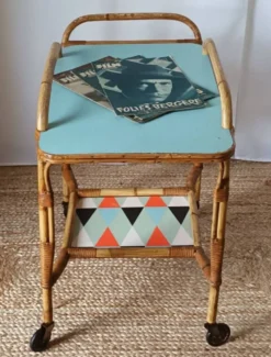 Desserte vintage bambou rotin