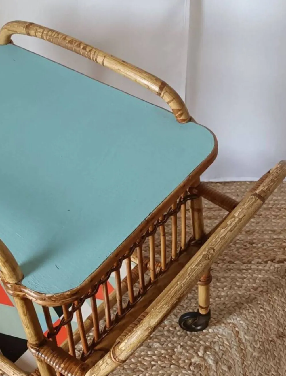 Desserte vintage bambou rotin