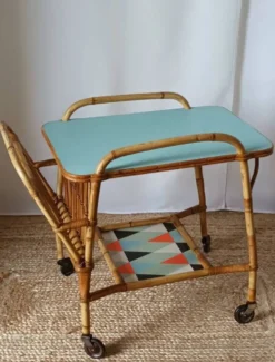 Desserte vintage bambou rotin