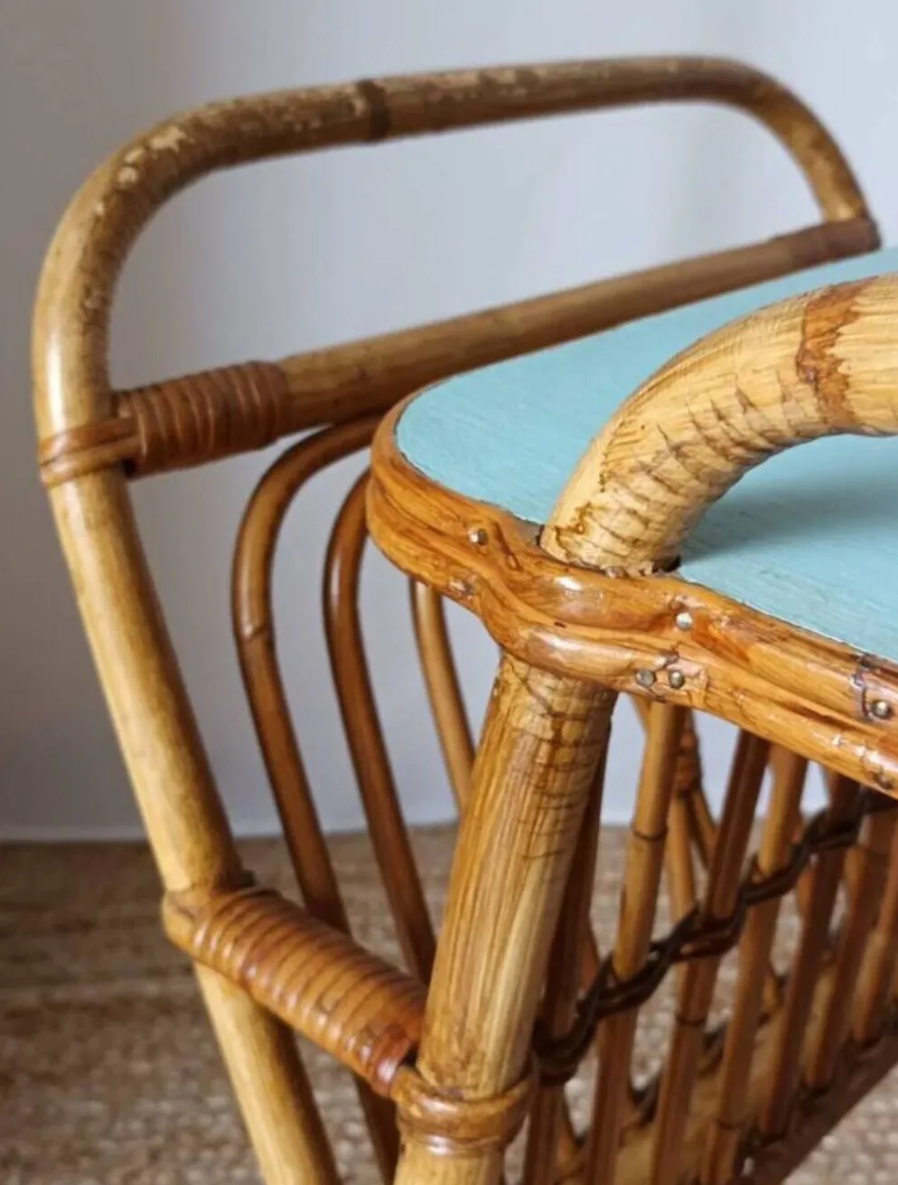 Desserte vintage bambou rotin