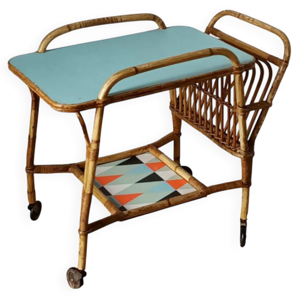 Desserte vintage bambou rotin