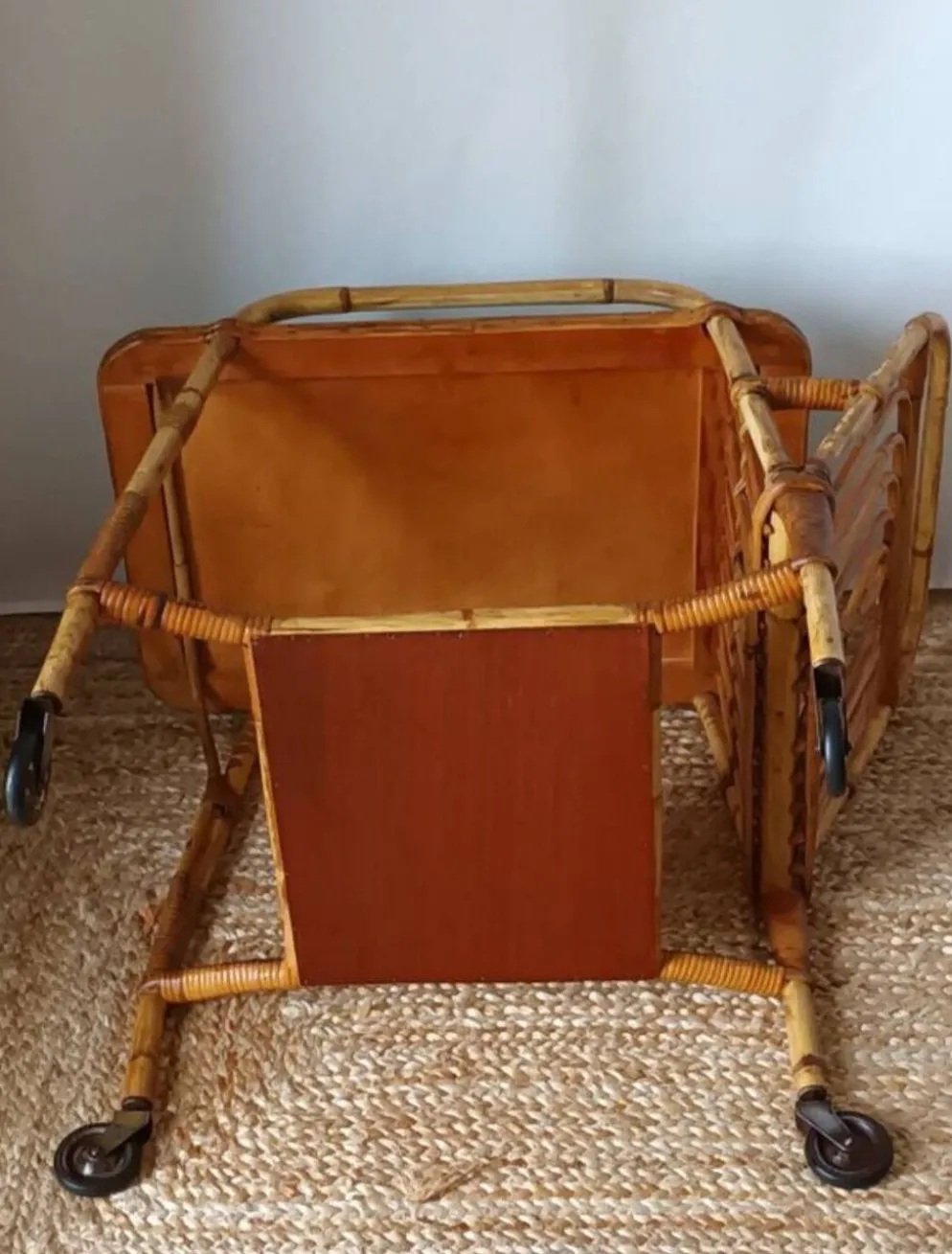 Desserte vintage bambou rotin