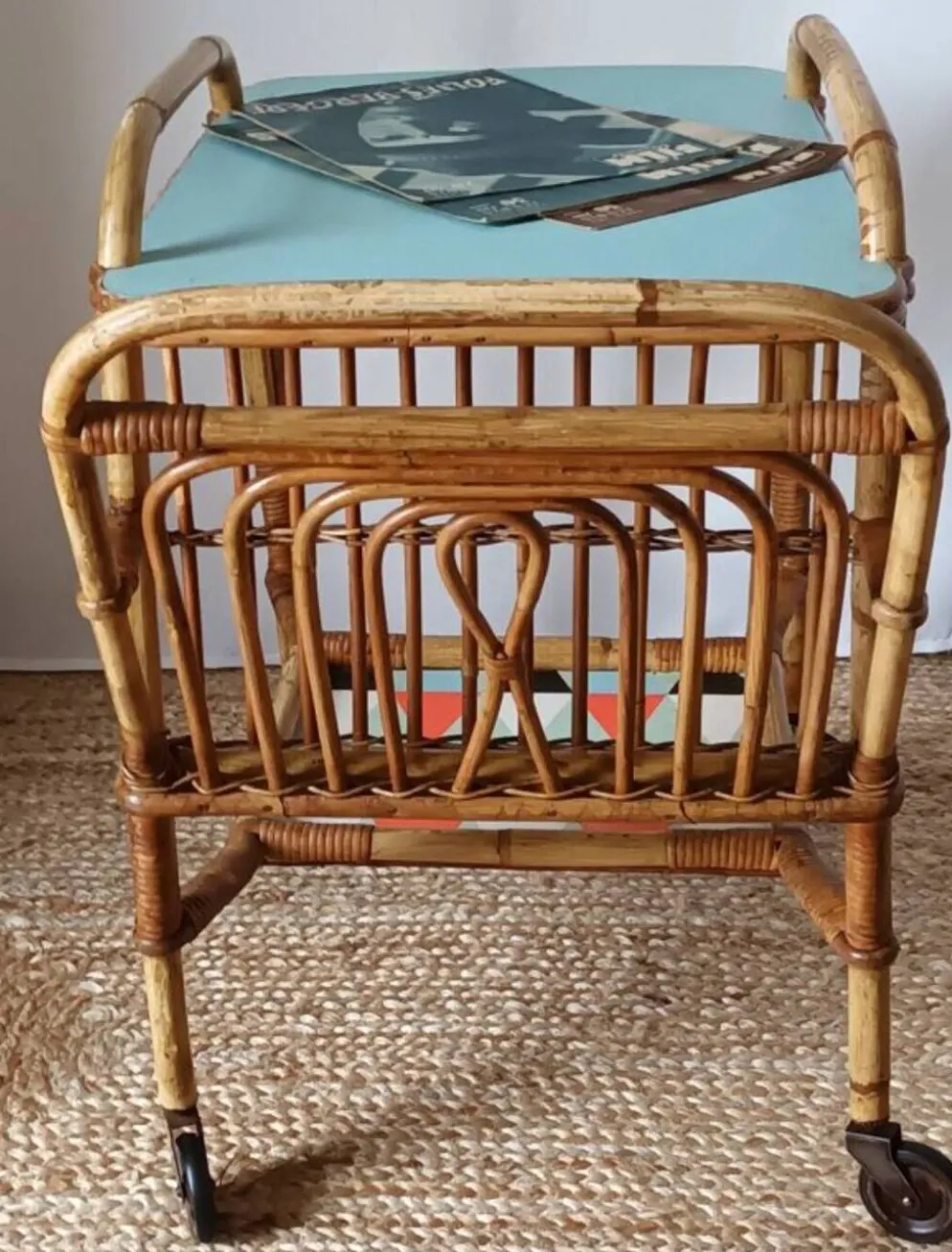 Desserte vintage bambou rotin
