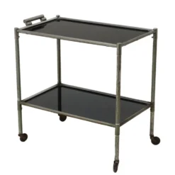 Desserte vintage en aluminium et verre, Italie, années 1960