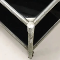 Desserte vintage en aluminium et verre, Italie, années 1960