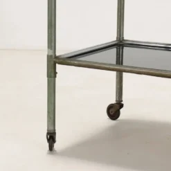 Desserte vintage en aluminium et verre, Italie, années 1960