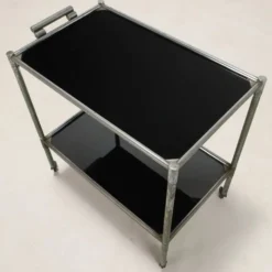 Desserte vintage en aluminium et verre, Italie, années 1960