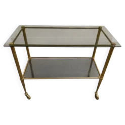 Desserte vintage en laiton et verre – style années 60/70