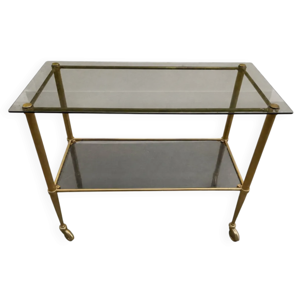 Desserte vintage en laiton et verre – style années 60/70
