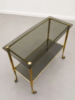 Desserte vintage en laiton et verre – style années 60/70