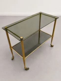 Desserte vintage en laiton et verre – style années 60/70