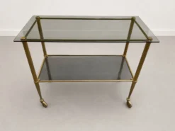 Desserte vintage en laiton et verre – style années 60/70