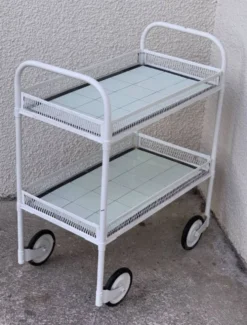 Desserte vintage en métal ajouré 1950